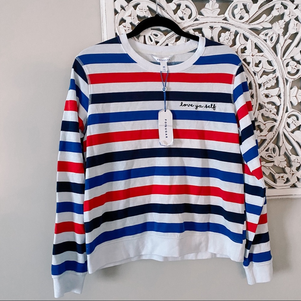 “Love Ya Self” Striped Crewneck